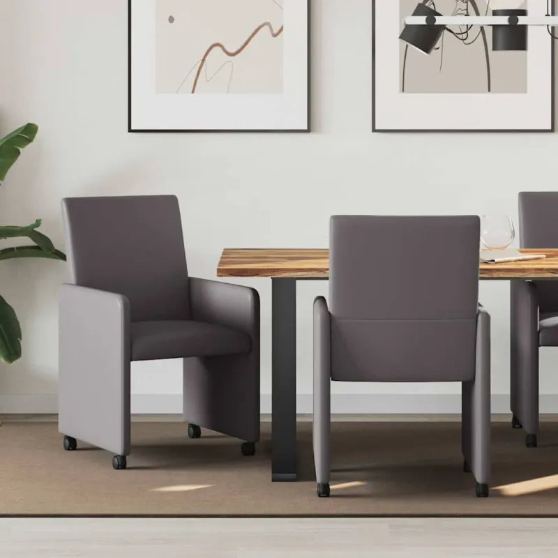 Valgomojo Kėdės su Ratukais 2 pcs Pilka 57 x 66 x 94 cm