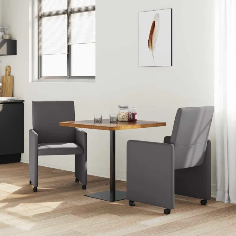 Valgomojo Kėdės su Ratukais 2 pcs Pilka 57 x 66 x 94 cm