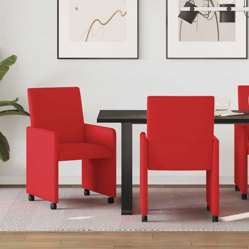 Valgomojo Kėdės su Ratukais 2 pcs Raudona 57 x 66 x 94 cm