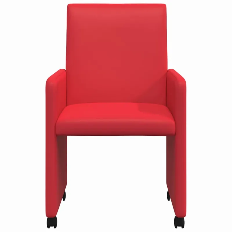 Valgomojo Kėdės su Ratukais 2 pcs Raudona 57 x 66 x 94 cm
