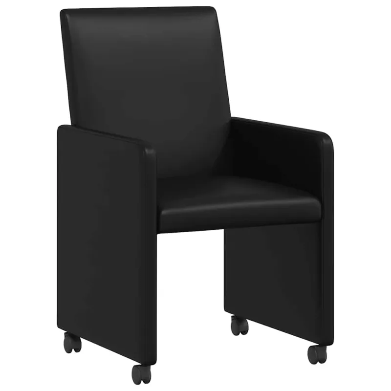Valgomojo Kėdės su Ratukais 2 pcs Juoda 57 x 66 x 94 cm