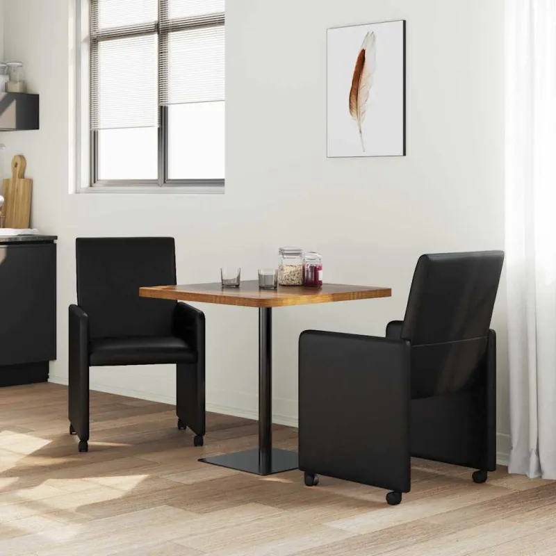 Valgomojo Kėdės su Ratukais 2 pcs Juoda 57 x 66 x 94 cm