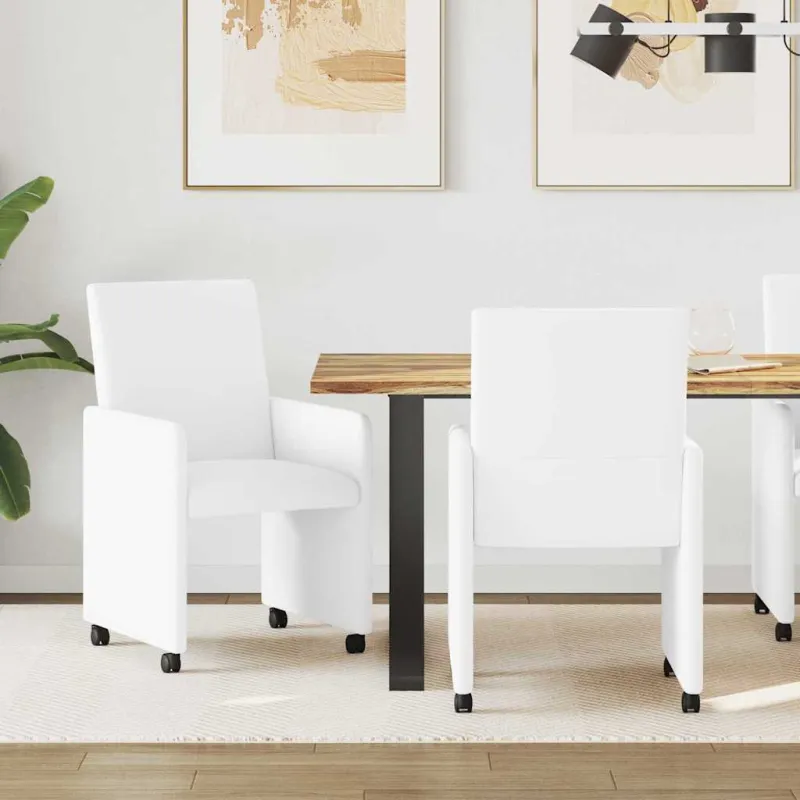 Valgomojo Kėdės su Ratukais 2 pcs Balta 57 x 66 x 94 cm