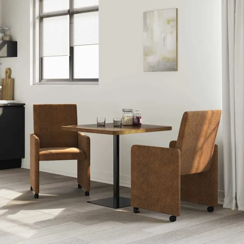 Valgomojo Kėdės su Ratukais 2 pcs Ruda 57 x 66 x 94 cm