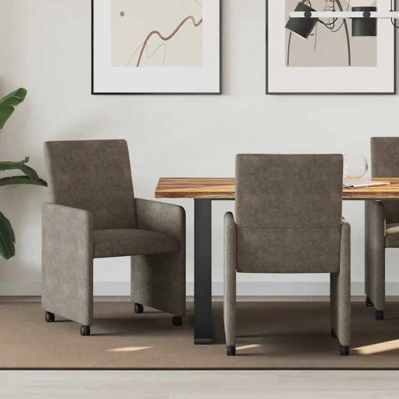 Valgomojo Kėdės su Ratukais 2 pcs Tamsiai pilka 57 x 66 x 94 cm