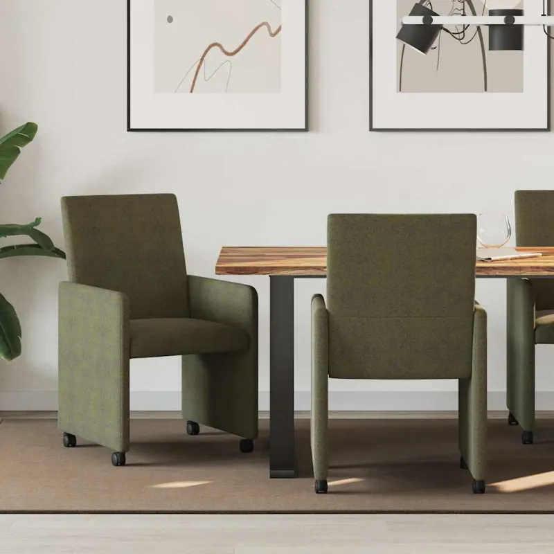 Valgomojo Kėdės su Ratukais 2 pcs Armijos žalia 57 x 66 x 94 cm
