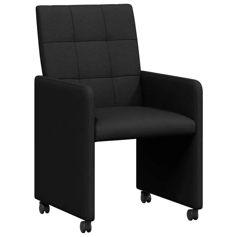 Valgomojo Kėdės su Ratukais 2 pcs Juoda 58 x 65 x 94 cm audinys