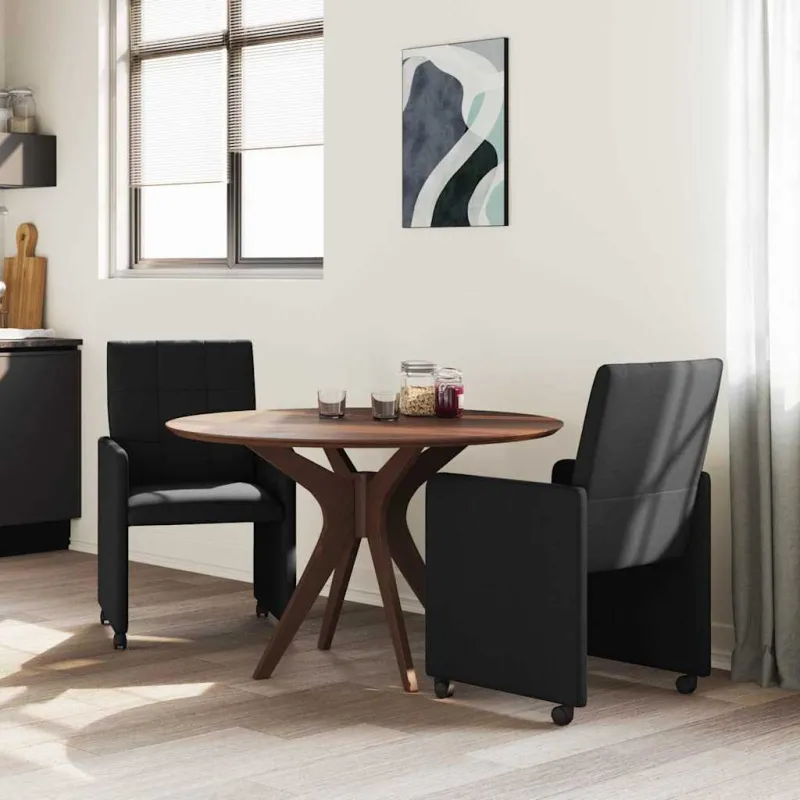 Valgomojo Kėdės su Ratukais 2 pcs Juoda 58 x 65 x 94 cm audinys