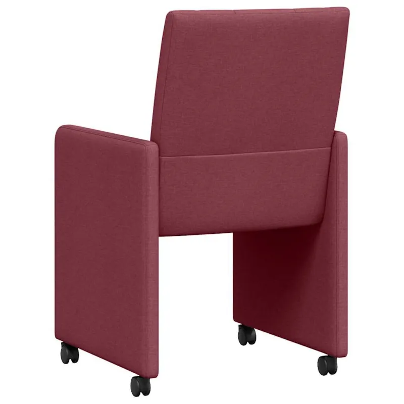 Valgomojo Kėdės su Ratukais 2 pcs Vyno raudonumo audinys