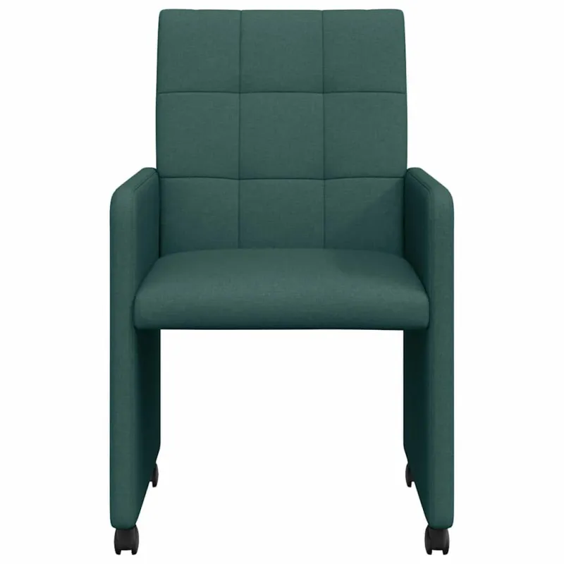 Valgomojo Kėdės su Ratukais 2 pcs Tamsiai žalia 58 x 65 x 94 cm