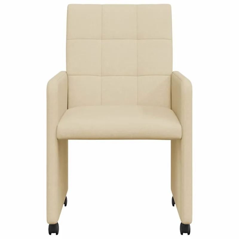 Valgomojo Kėdės su Ratukais 2 pcs Kreminė 58 x 65 x 94 cm
