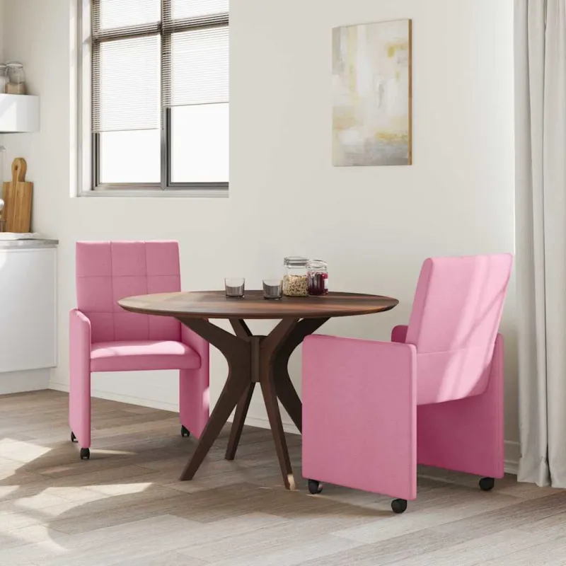 Valgomojo Kėdės su Ratukais 2 pcs Rožinė 58 x 65 x 94 cm