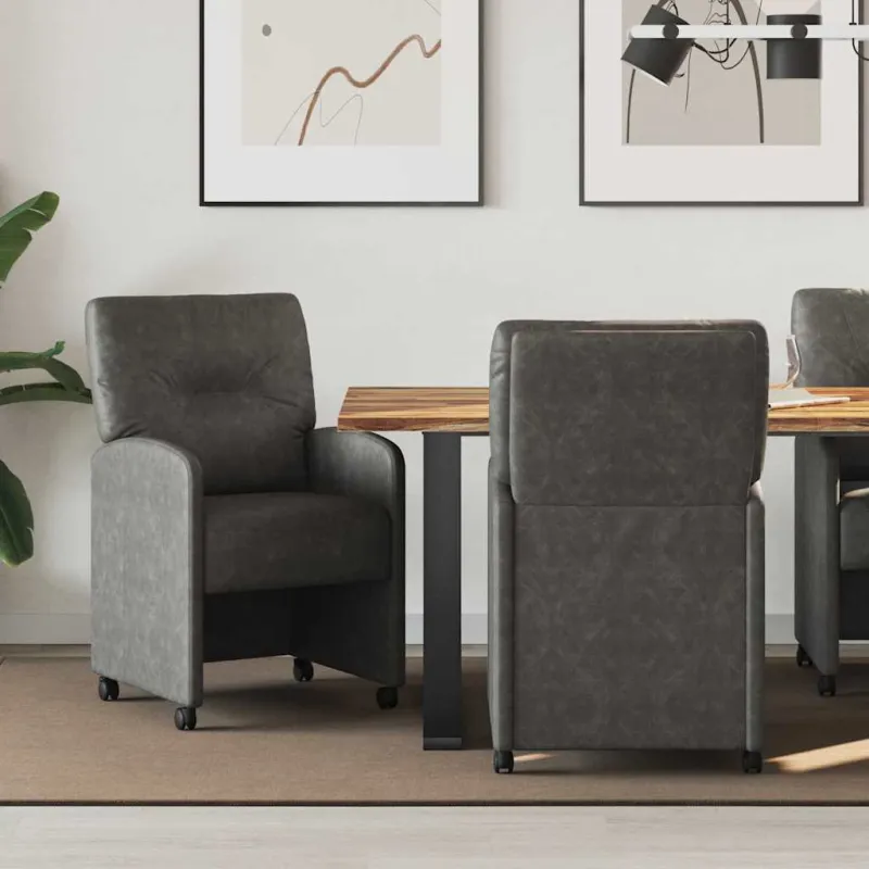 Valgomojo Kėdės su Ratukais 2 pcs Juoda 57 x 67 x 95 cm