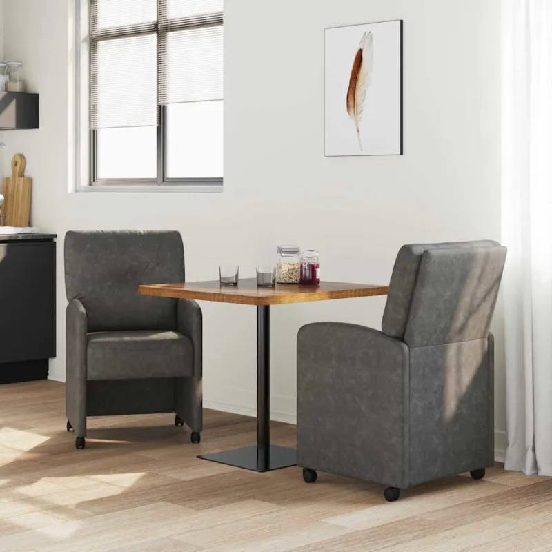 Valgomojo Kėdės su Ratukais 2 pcs Juoda 57 x 67 x 95 cm