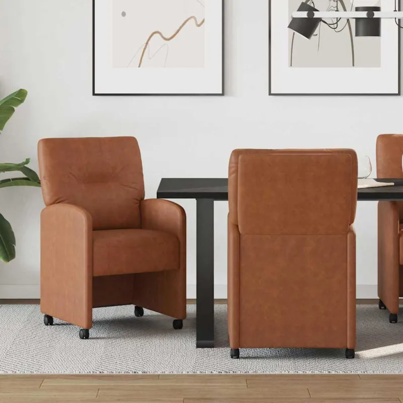 Valgomojo Kėdės su Ratukais 2 pcs Ruda 57 x 67 x 95 cm