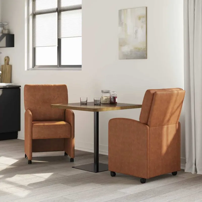 Valgomojo Kėdės su Ratukais 2 pcs Ruda 57 x 67 x 95 cm