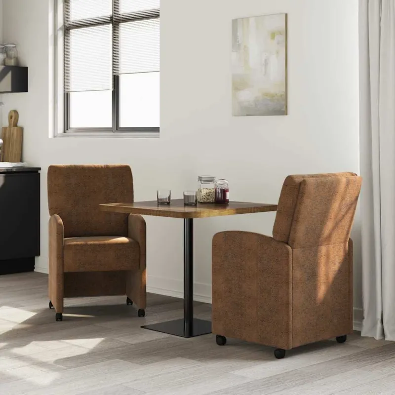 Valgomojo Kėdės su Ratukais 2 pcs Ruda 57 x 67 x 95 cm