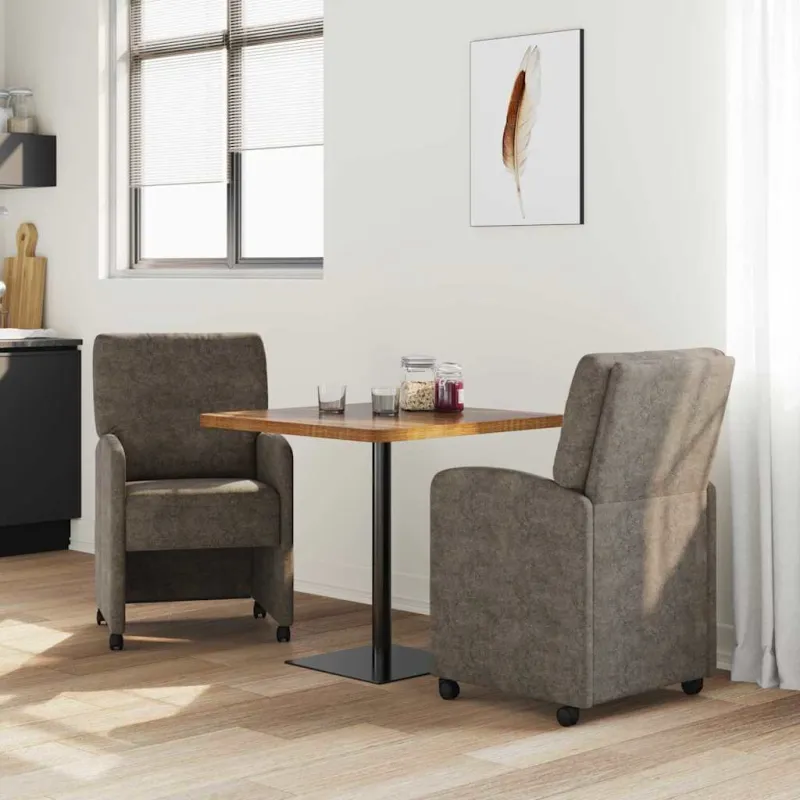 Valgomojo Kėdės su Ratukais 2 pcs Tamsiai pilka 57 x 67 x 95 cm