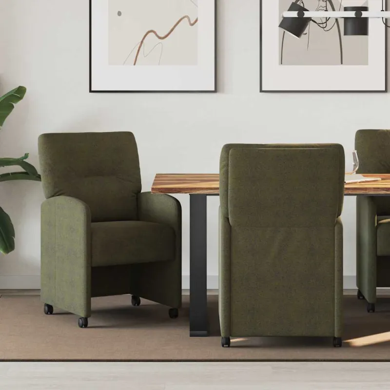 Valgomojo Kėdės su Ratukais 2 pcs Armijos žalia 57 x 67 x 95 cm