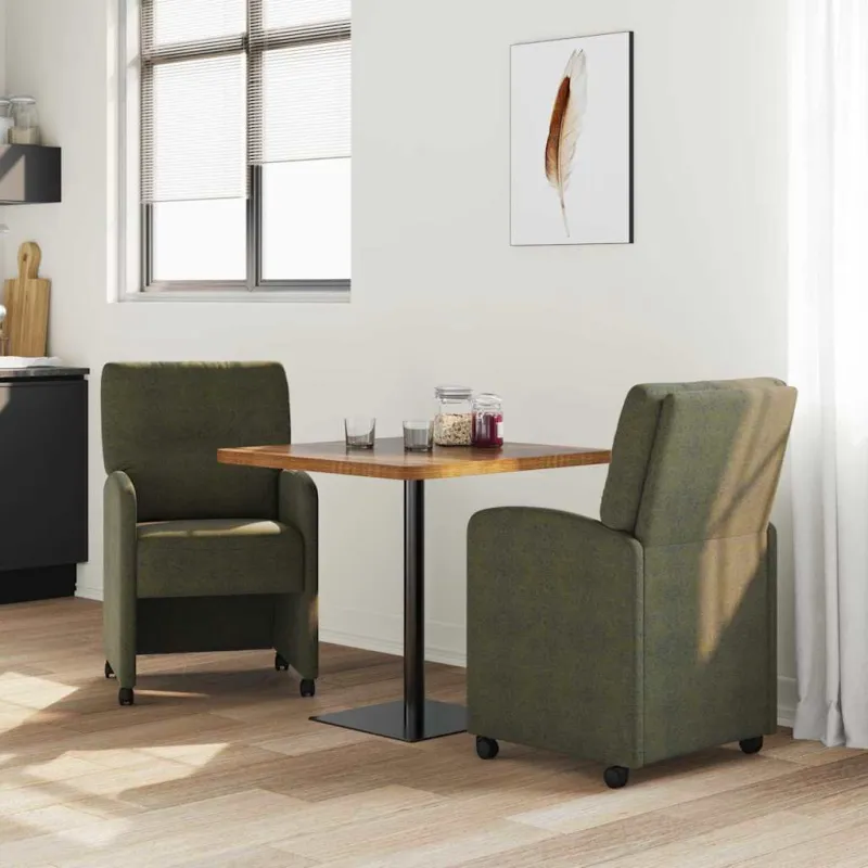 Valgomojo Kėdės su Ratukais 2 pcs Armijos žalia 57 x 67 x 95 cm