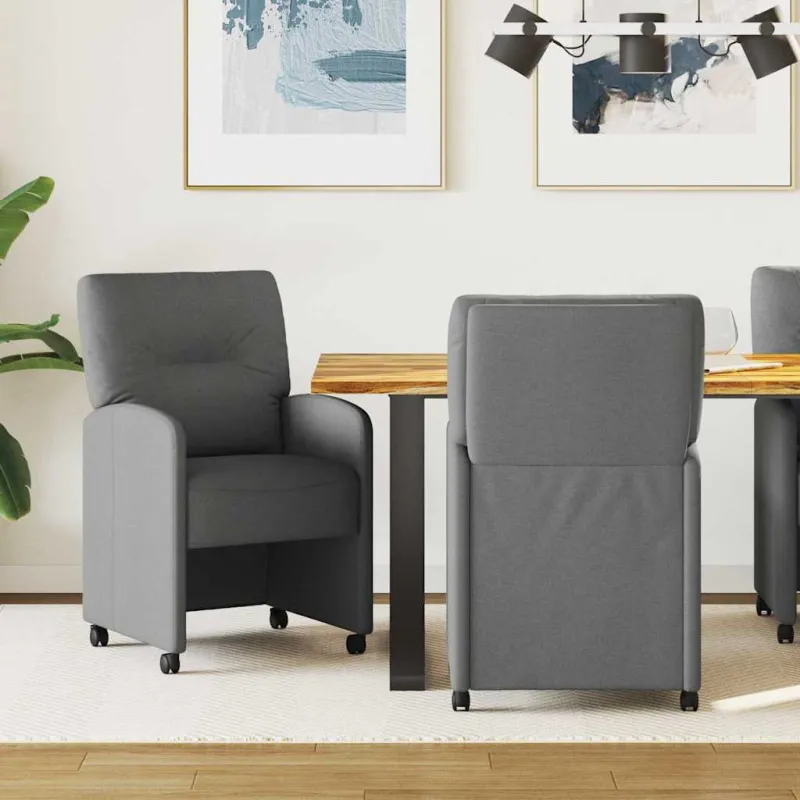 Valgomojo Kėdės su Ratukais 2 pcs Tamsiai pilka 57 x 67 x 95 cm