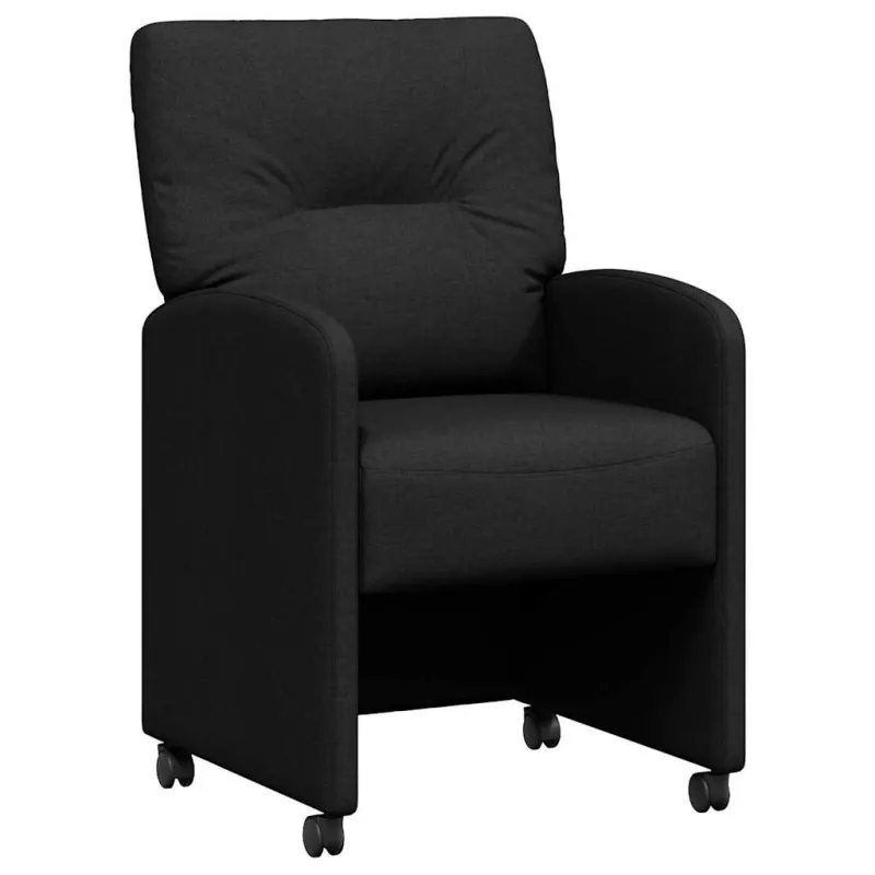 Valgomojo Kėdės su Ratukais 2 pcs Juoda 57 x 67 x 95 cm audinys