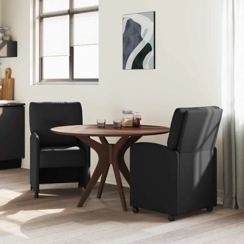 Valgomojo Kėdės su Ratukais 2 pcs Juoda 57 x 67 x 95 cm audinys