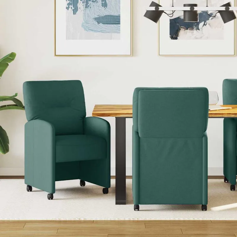 Valgomojo Kėdės su Ratukais 2 pcs Tamsiai žalia 57 x 67 x 95 cm