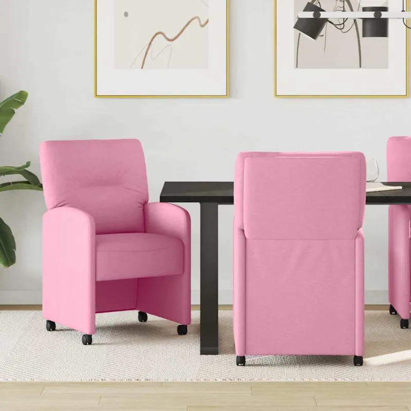 Valgomojo Kėdės su Ratukais 2 pcs Rožinė 57 x 67 x 95 cm
