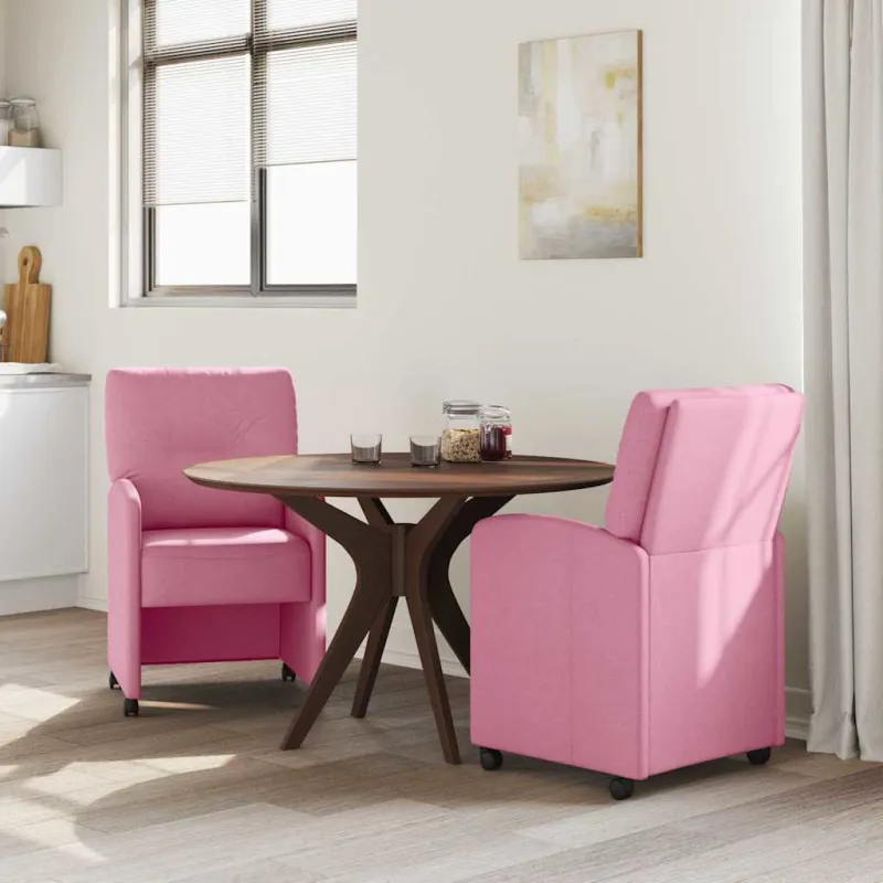 Valgomojo Kėdės su Ratukais 2 pcs Rožinė 57 x 67 x 95 cm