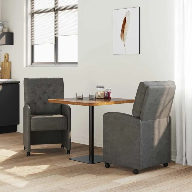 Valgomojo Kėdės su Ratukais 2 pcs Juoda 58 x 67 x 97 cm