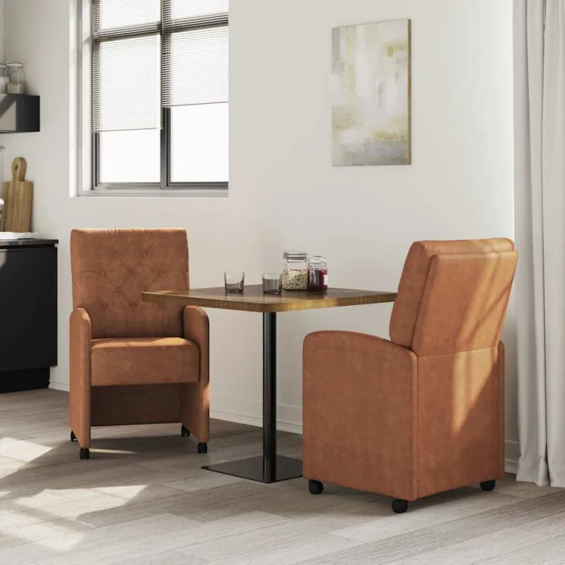 Valgomojo Kėdės su Ratukais 2 pcs Ruda 58 x 67 x 97 cm
