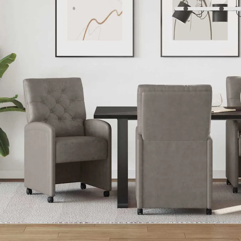 Valgomojo Kėdės su Ratukais 2 pcs Pilka 58 x 67 x 97 cm