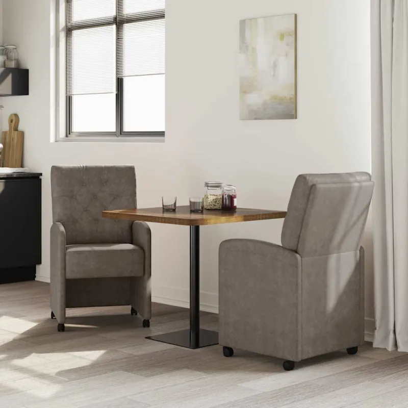 Valgomojo Kėdės su Ratukais 2 pcs Pilka 58 x 67 x 97 cm