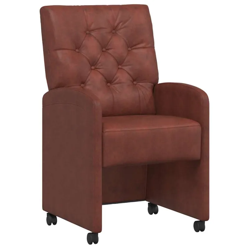 Valgomojo Kėdės su Ratukais 2 pcs Blizgiai ruda 58 x 67 x 97 cm