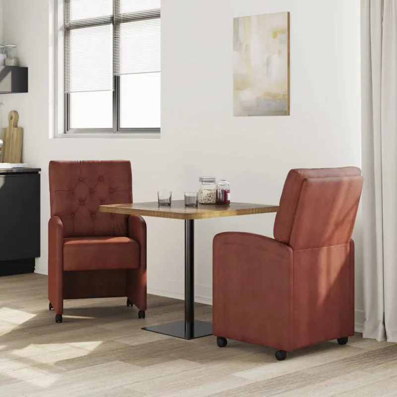 Valgomojo Kėdės su Ratukais 2 pcs Blizgiai ruda 58 x 67 x 97 cm
