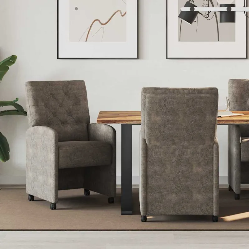 Valgomojo Kėdės su Ratukais 2 pcs Tamsiai pilka 58 x 67 x 97 cm