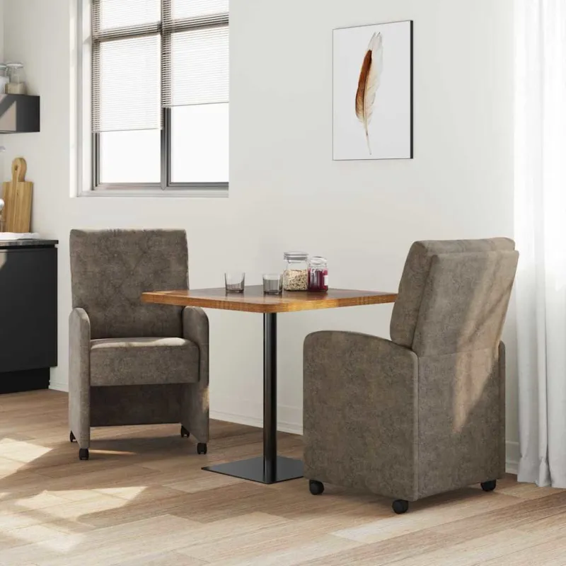 Valgomojo Kėdės su Ratukais 2 pcs Tamsiai pilka 58 x 67 x 97 cm