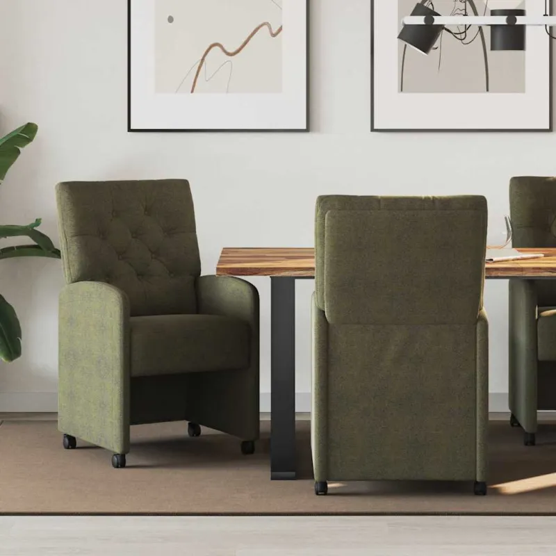 Valgomojo Kėdės su Ratukais 2 pcs Armijos žalia 58 x 67 x 97 cm