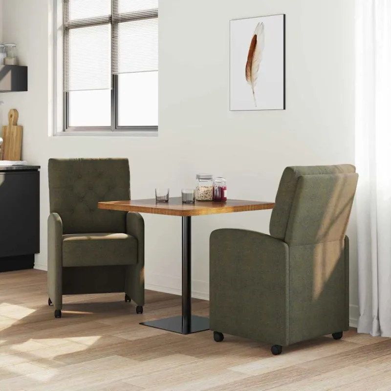 Valgomojo Kėdės su Ratukais 2 pcs Armijos žalia 58 x 67 x 97 cm