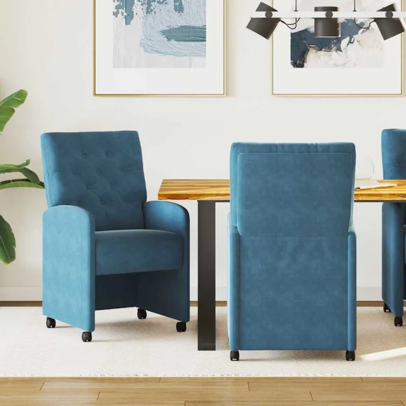 Valgomojo Kėdės su Ratukais 2 pcs Mėlyna 58 x 67 x 97 cm