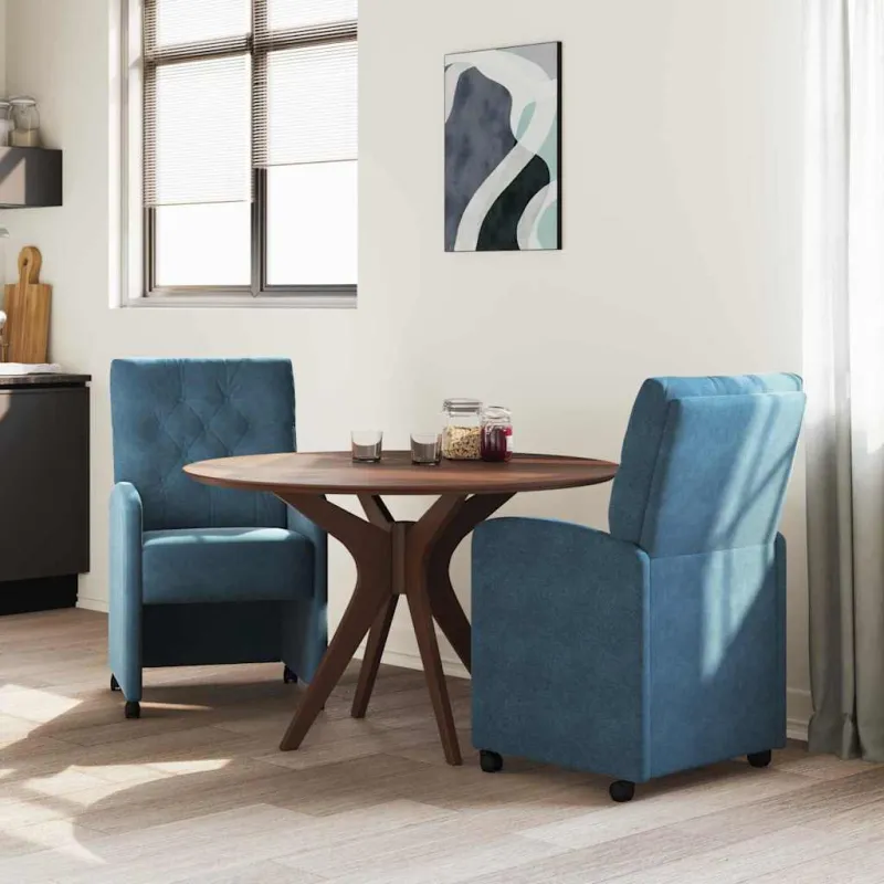 Valgomojo Kėdės su Ratukais 2 pcs Mėlyna 58 x 67 x 97 cm