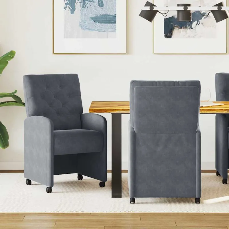 Valgomojo Kėdės su Ratukais 2 pcs Tamsiai pilka 58 x 67 x 97 cm