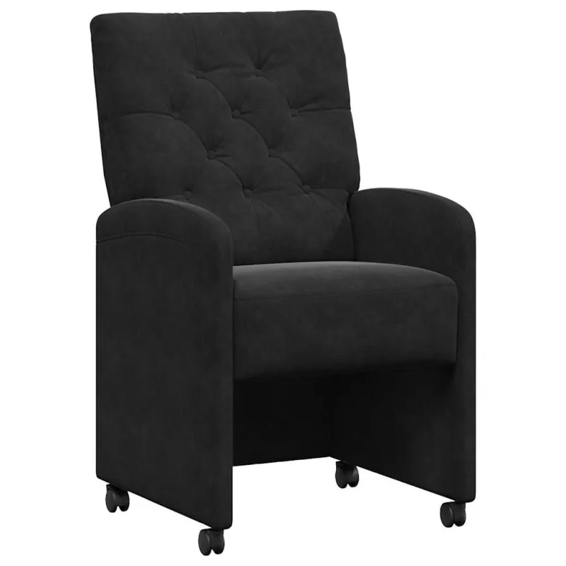 Valgomojo Kėdės su Ratukais 2 pcs Juoda 58 x 67 x 97 cm Aksomas