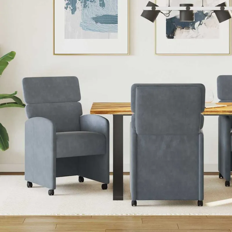 Valgomojo Kėdės su Ratukais 2 pcs Tamsiai pilka 58 x 65 x 98 cm