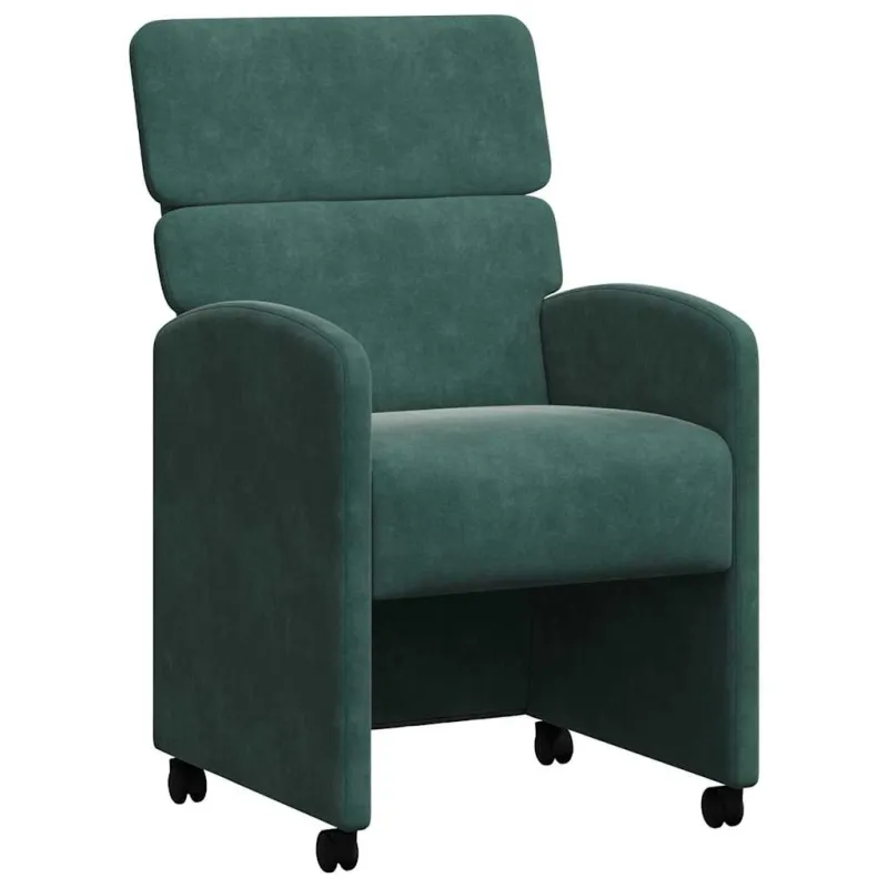 Valgomojo Kėdės su Ratukais 2 pcs Tamsiai žalia 58 x 65 x 98 cm