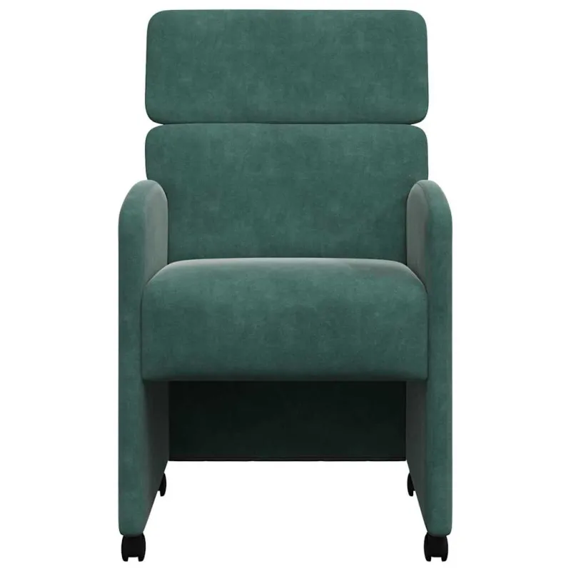 Valgomojo Kėdės su Ratukais 2 pcs Tamsiai žalia 58 x 65 x 98 cm