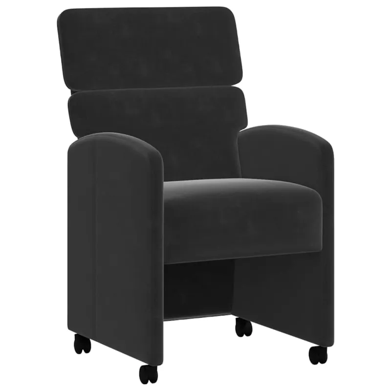 Valgomojo Kėdės su Ratukais 2 pcs Juoda 58 x 65 x 98 cm Aksomas