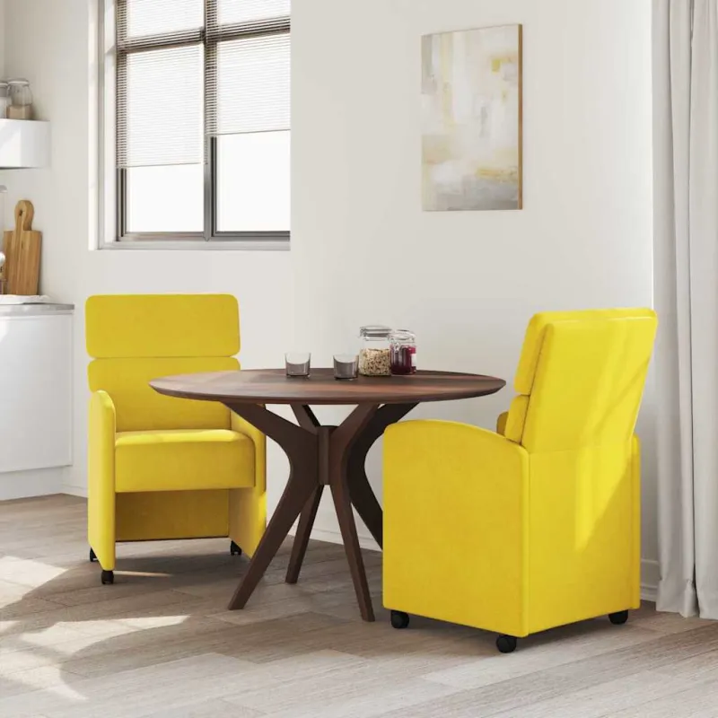 Valgomojo Kėdės su Ratukais 2 pcs Geltona 58 x 65 x 98 cm