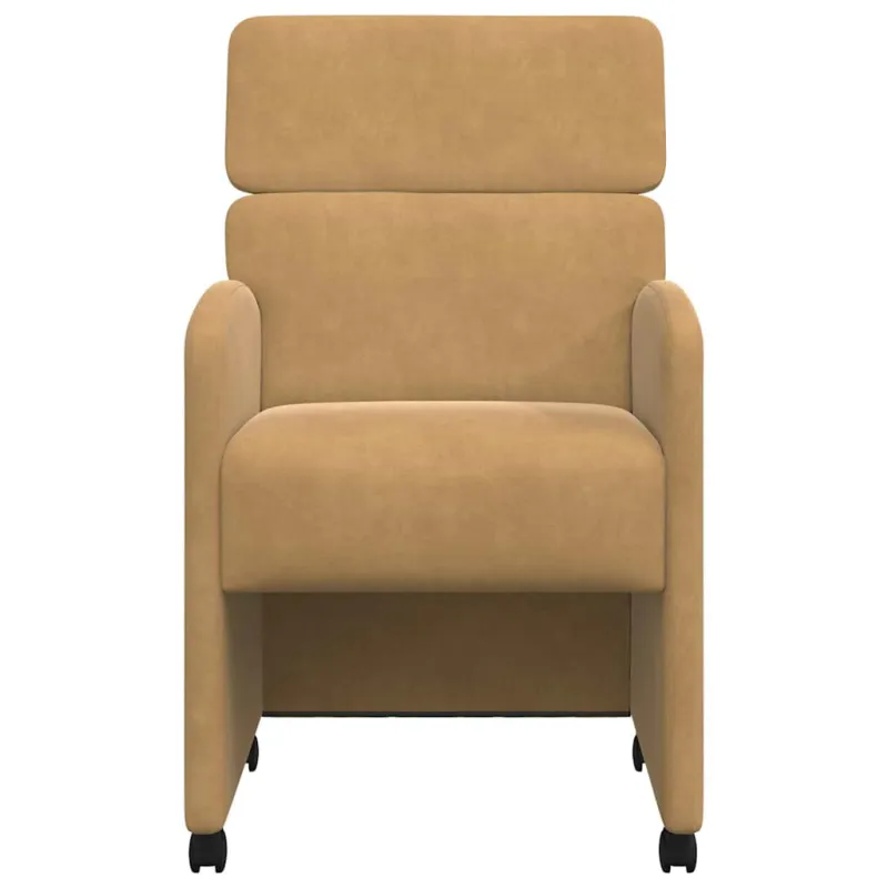 Valgomojo Kėdės su Ratukais 2 pcs Ruda 58 x 65 x 98 cm Aksomas